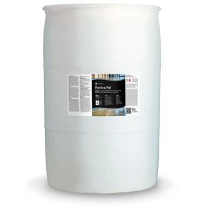 White 55 gallon drum labeled Pentra-Pel SI