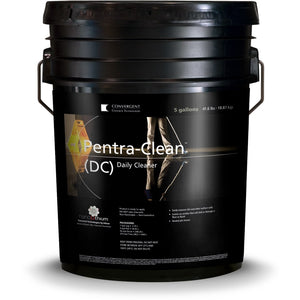 Black 5 gallon bucket labeled Pentra-Clean DC