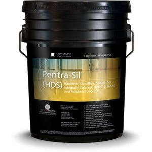 Black 5 gallon bucket labeled Pentra-Sil HDS