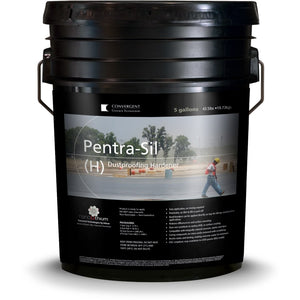 Black 5 gallon bucket labeled Pentra-Sil H