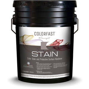 5 gallon bucket of Colorfast stain from Convergent creates a stronger finish for concrete flooring